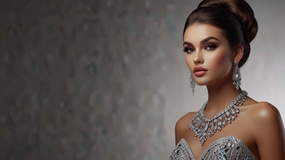 欧美佩戴珠宝首饰的新娘美女图片